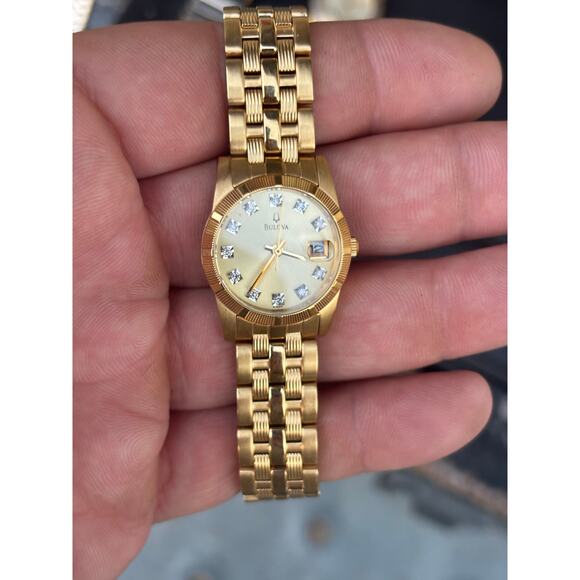 Bulova C960496 Diamond Accent Gold Tone Women’s Watch. New Battery. main image 6
